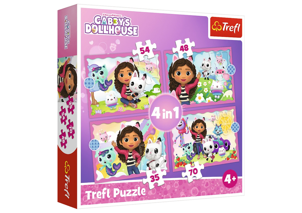 Puzzle 4v1 Dobrodružství Gabi 35 70 dílků – Gabby’s Dollhouse