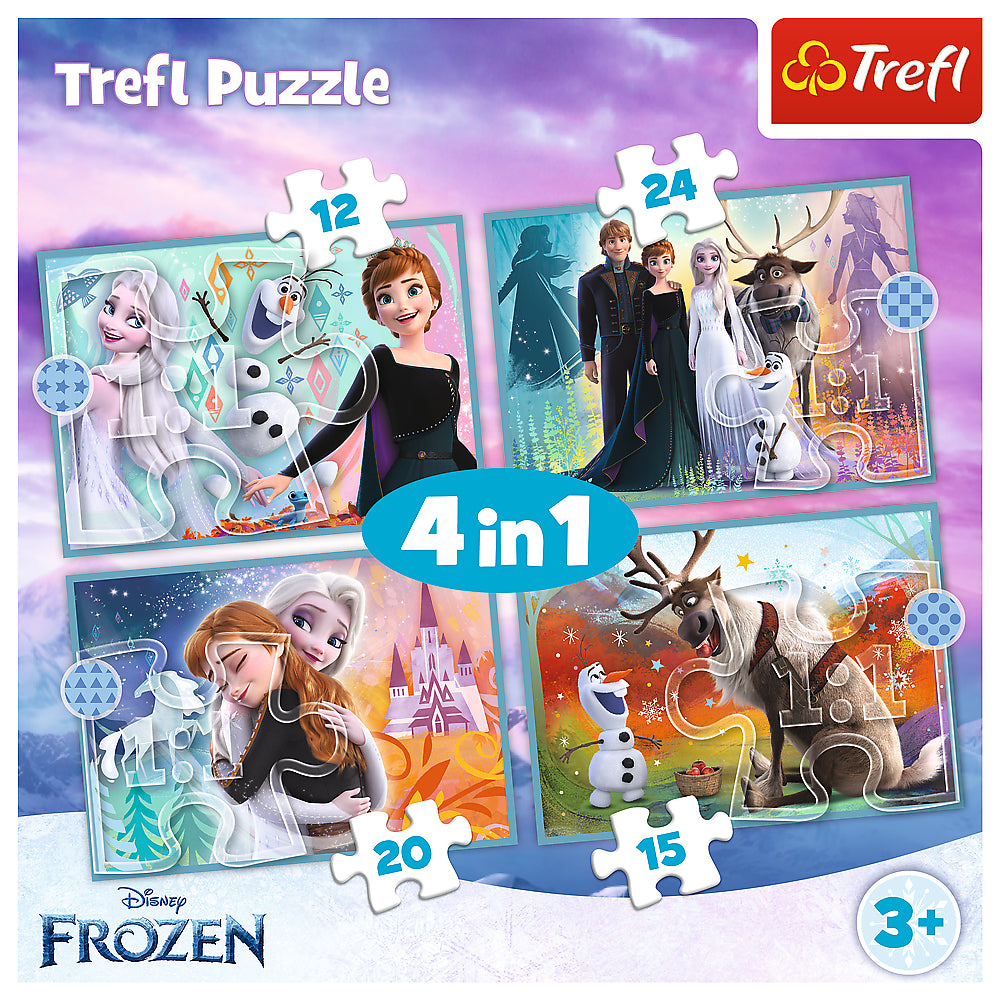 Puzzle 4v1 Ledové království - 12, 15, 20, 24 dílků – Trefl
