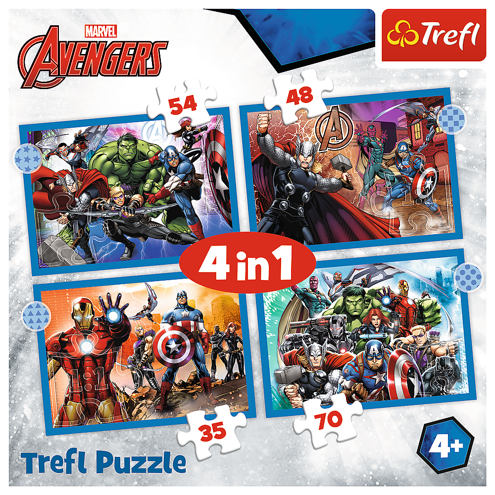 Puzzle 4v1 Odvážní Avengers 35 70 dílků – Trefl