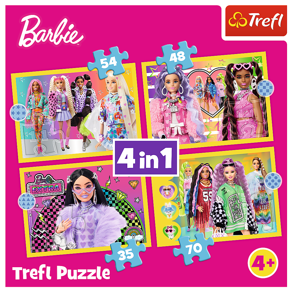 Puzzle 4v1 Veselý svět Barbie 35 70 dílků – Trefl