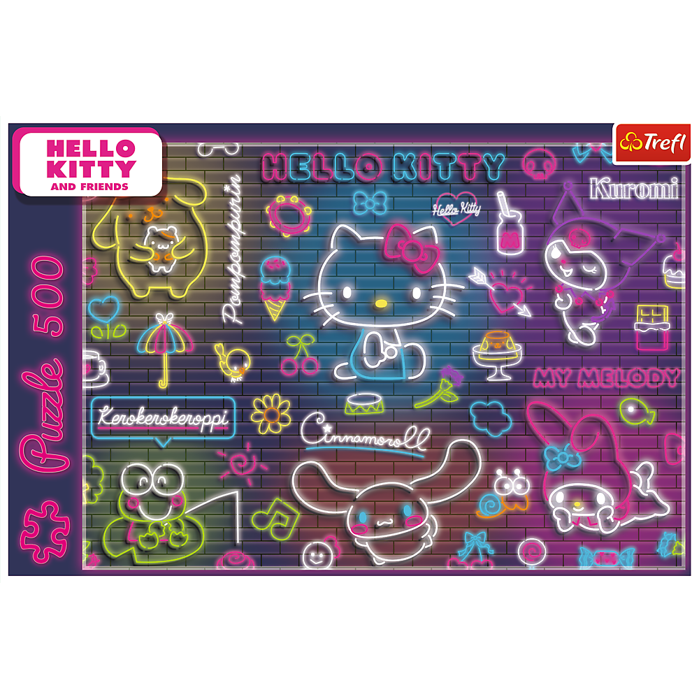 Puzzle 500 dílků neonové Hello Kitty – Trefl 37523