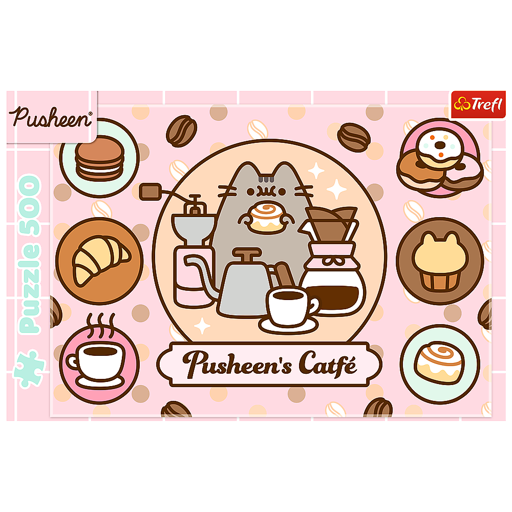 Puzzle 500 dílků Pusheen kočka v kavárně – Trefl 37528