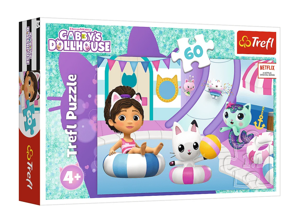 Puzzle 60 dílků Gabby u bazénu – Gabbys Dollhouse Trefl