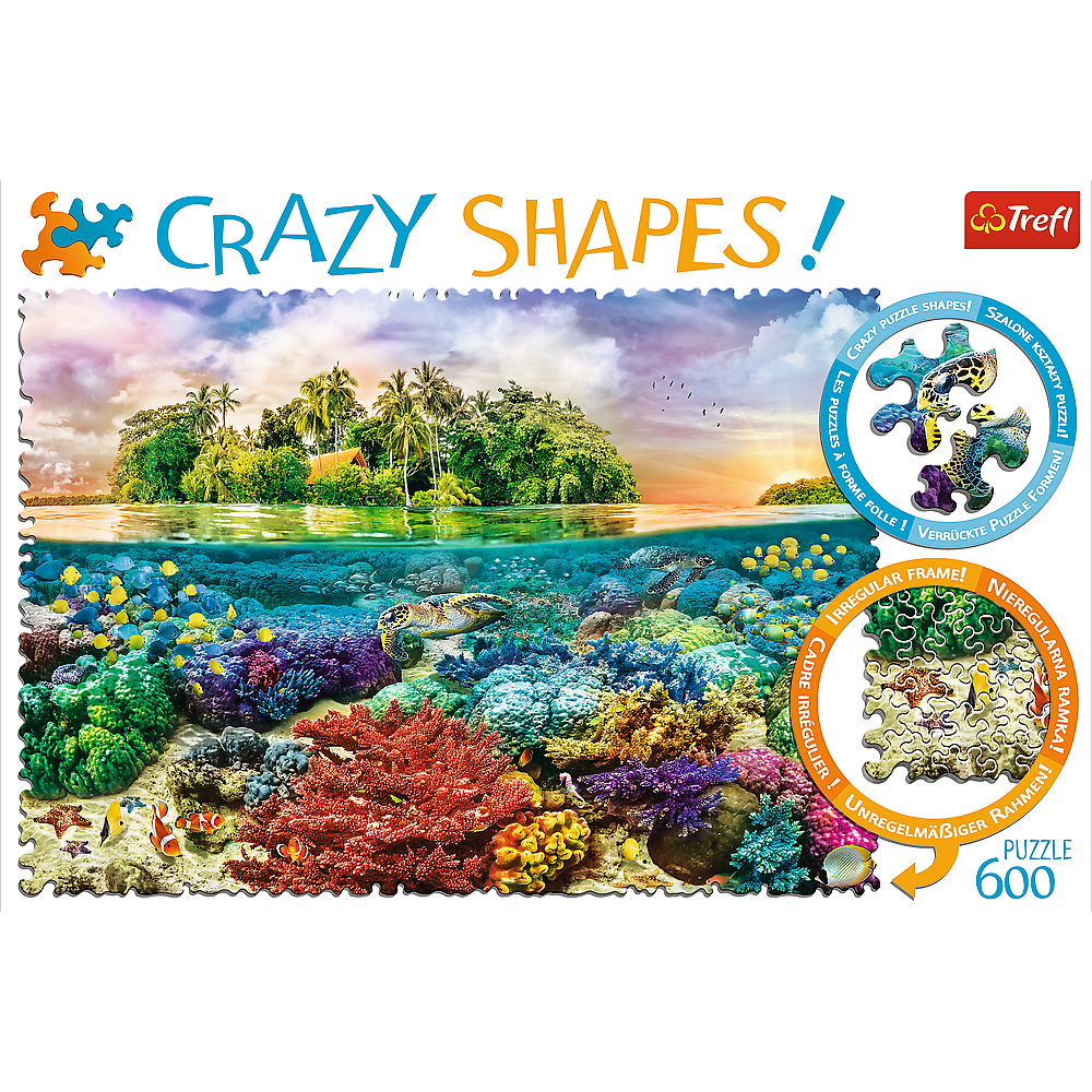 Puzzle 600 dílků netradiční tvar tropická wyspa 680x480mm
