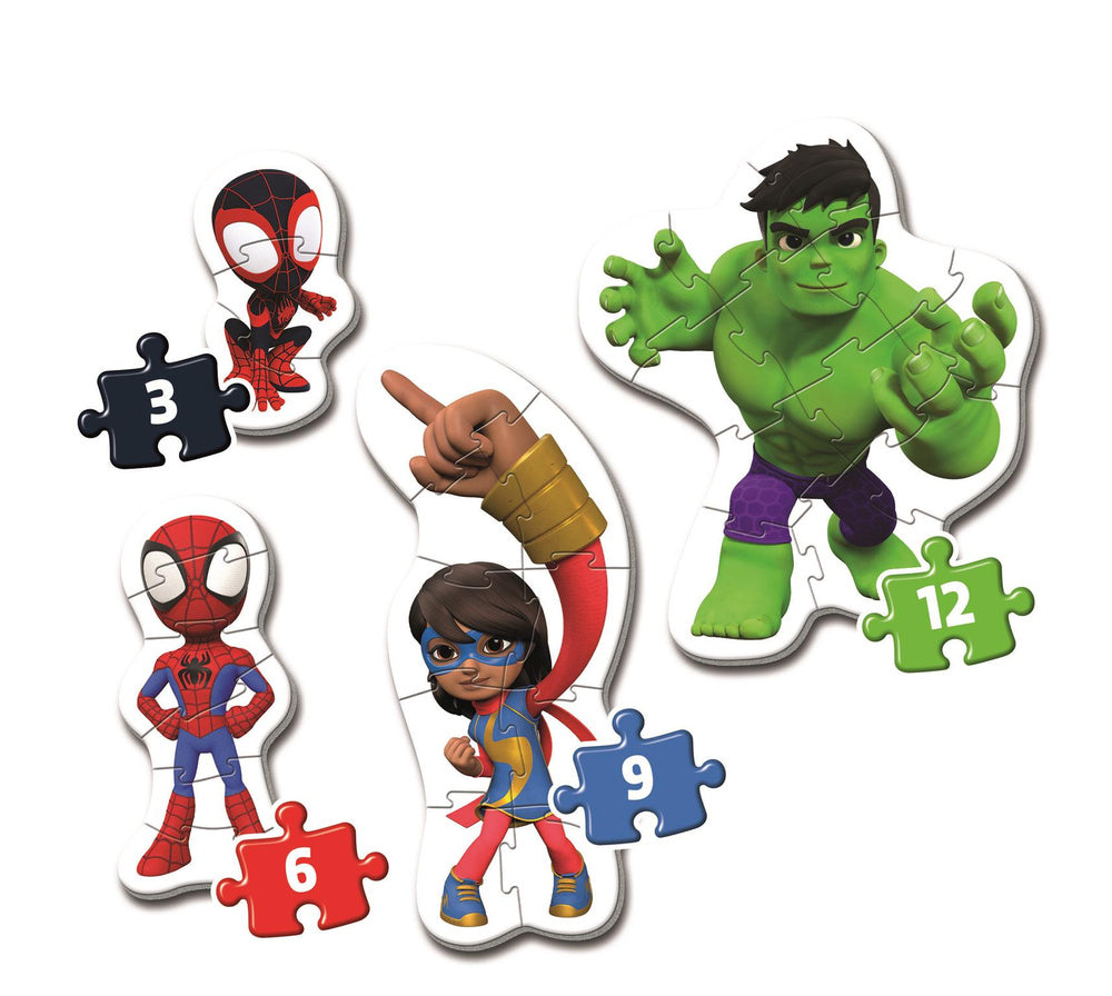 Puzzle pro nejmenší 3-6-9-12 dílků Spidey a přátelé – Clementoni
