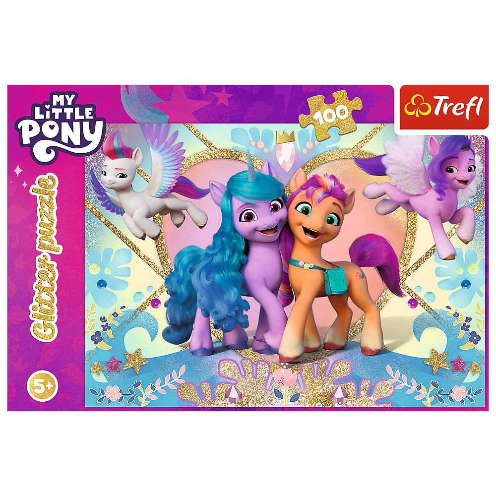 Puzzle s glitry 100 dílků třpytivé poníky – My Little Pony Trefl