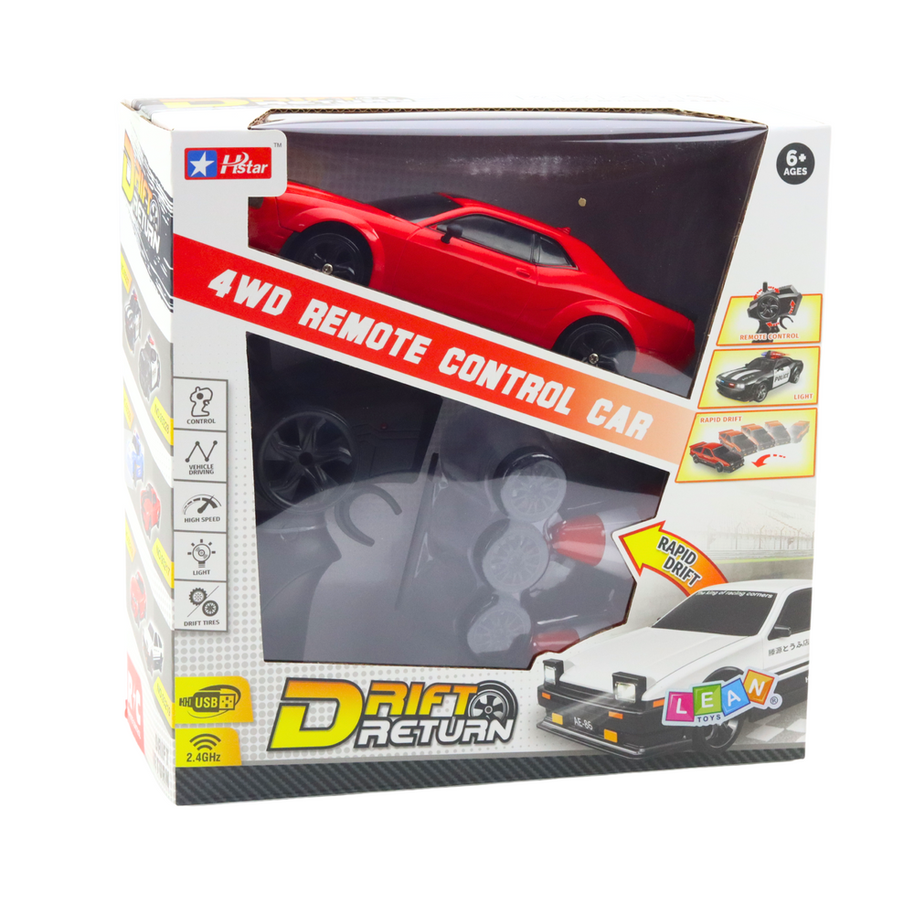 RC auto na drift 4WD s výměnnými koly a dálkovým ovládáním červené