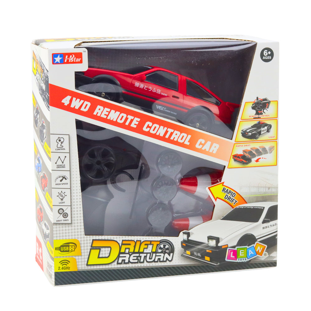 RC auto na drift s výměnnými koly 4WD dálkové ovládání červené