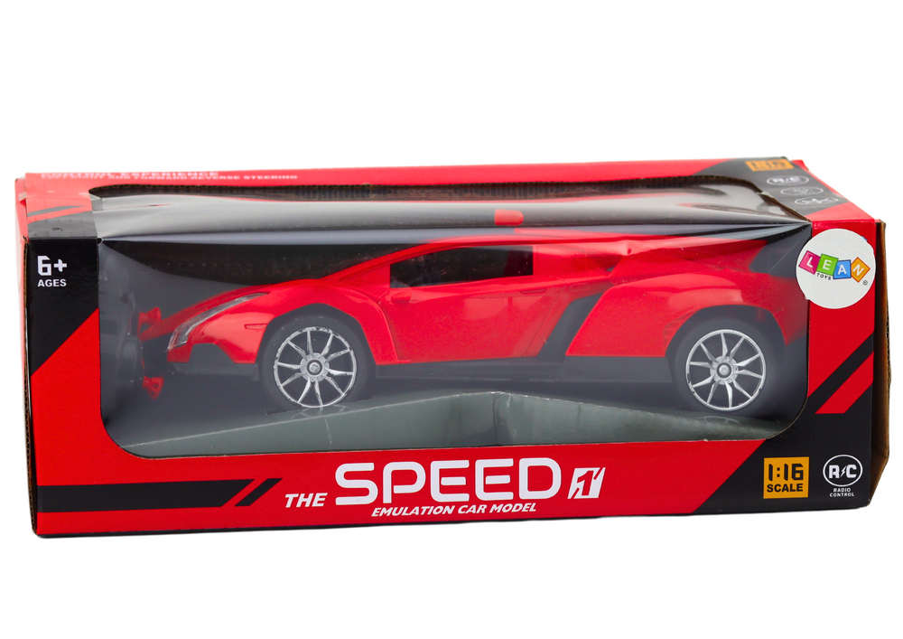 RC auto sportovní 1:16 s dálkovým ovládáním a LED světly červené