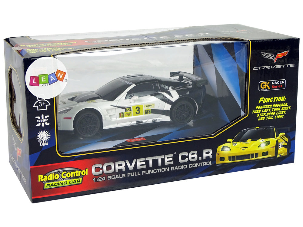 RC auto sportovní 1:24 s dálkovým ovládáním Corvette C6.R bílé