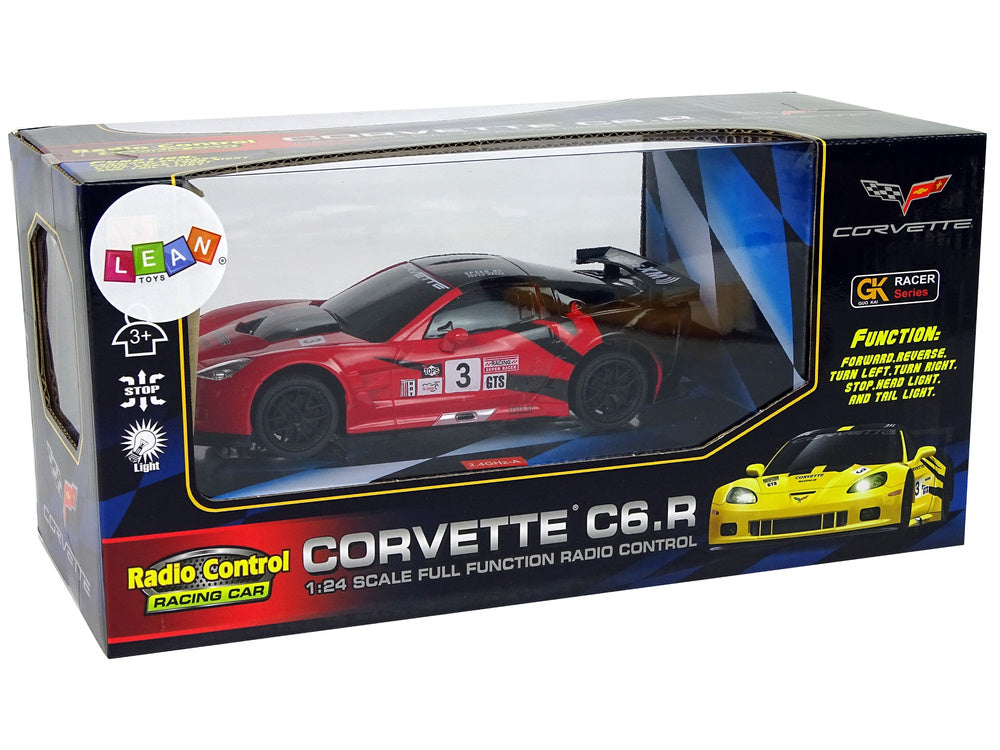 RC auto sportovní 1:24 s ovladačem a světly Corvette červené