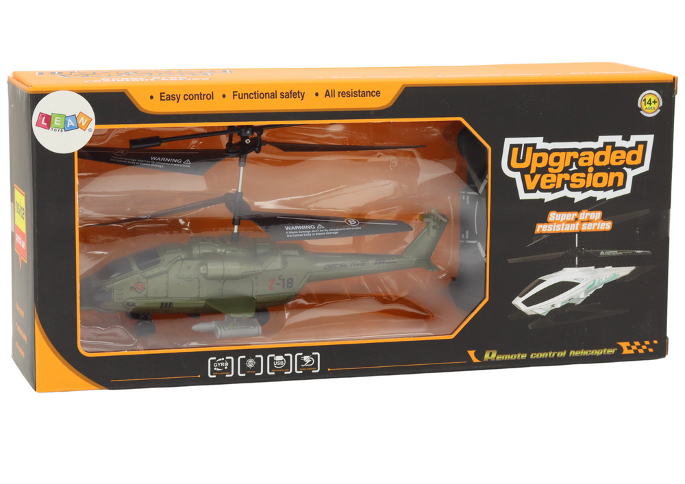 RC helikopter vojenský s gyroskopem – dálkové ovládání | zelený