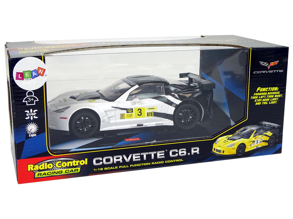 RC závodní auto 1:18 Corvette C6.R s osvětlením 2.4G bílé