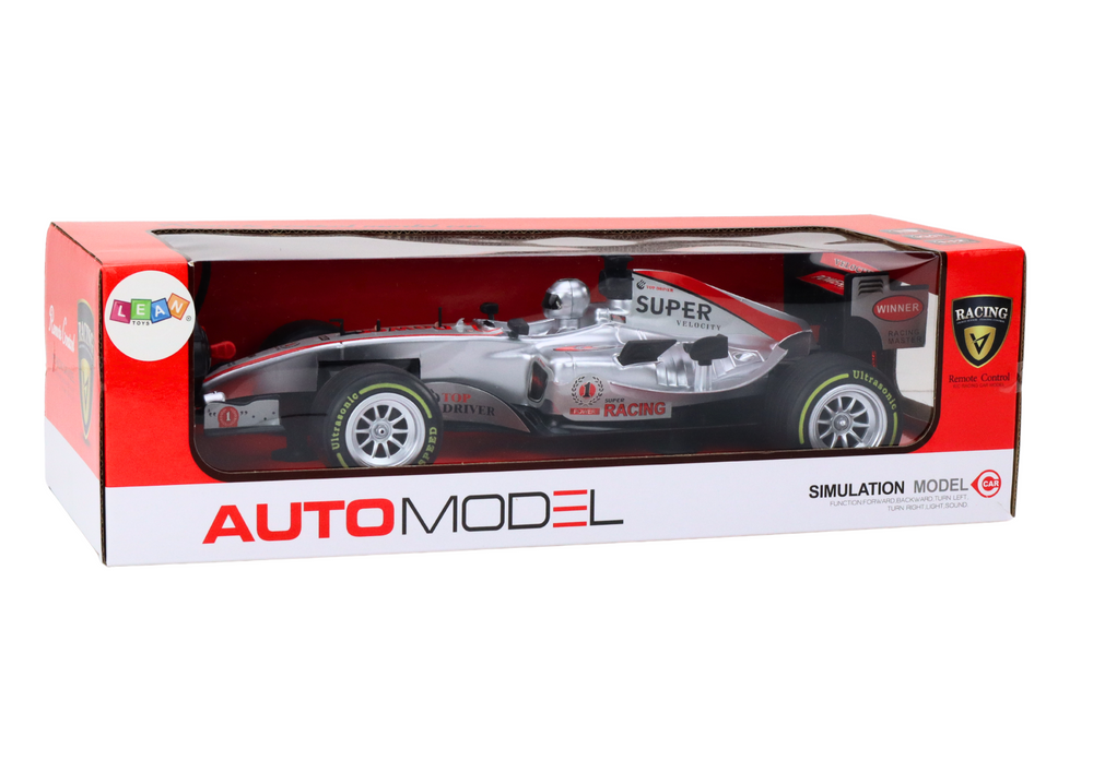 RC závodní auto na dálkové ovládání 1:12 se světly a zvuky stříbrné