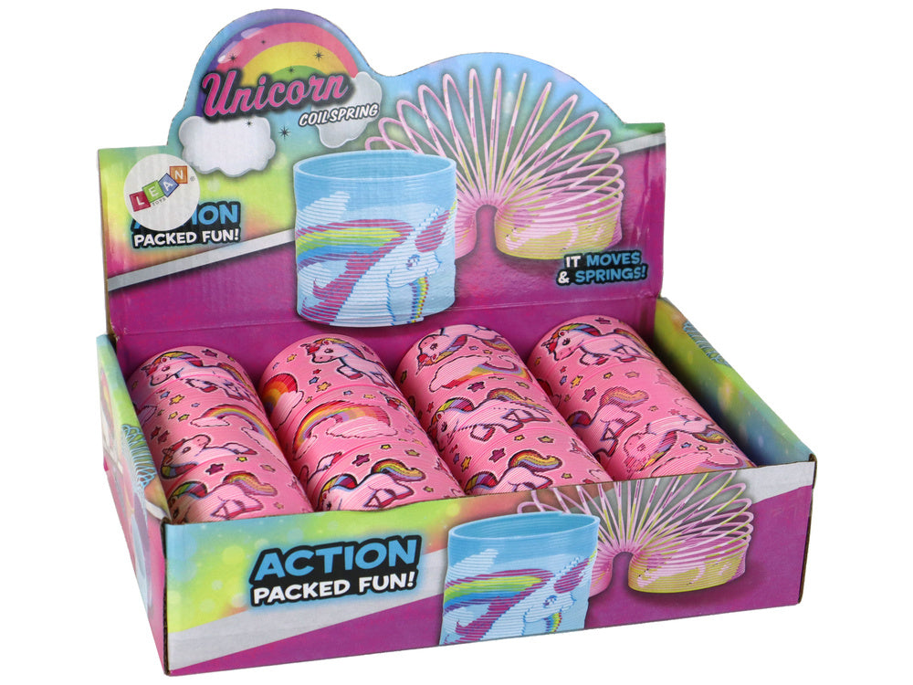 Relaxační pružina jednorožec s duhou – 6 cm světle růžová