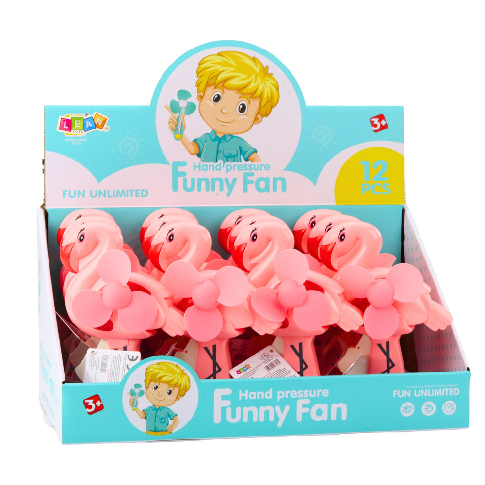 Ruční větrák mechanický pro děti – plameňák růžový