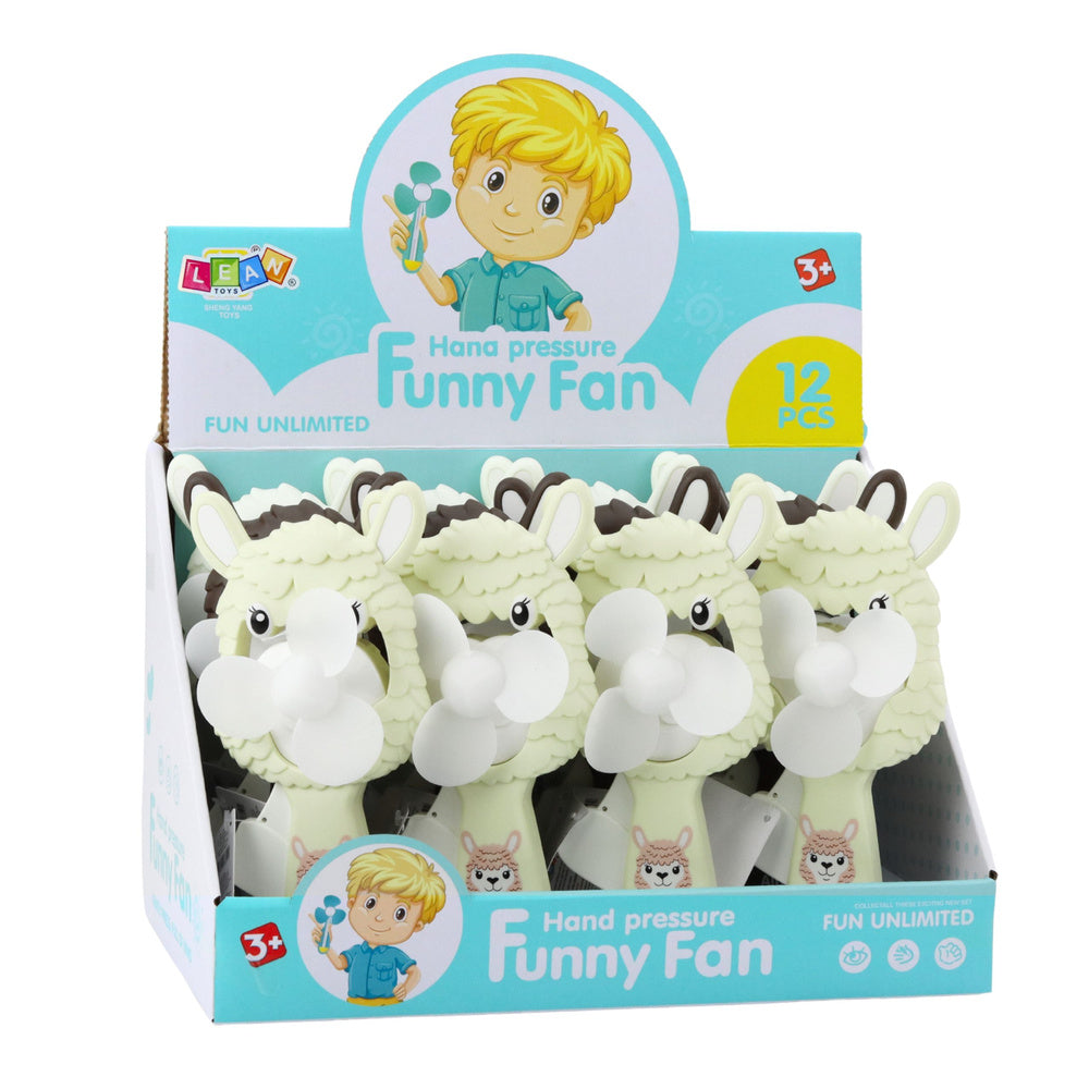 Ruční větrák pro děti – mechanický s alpakou | mix barev
