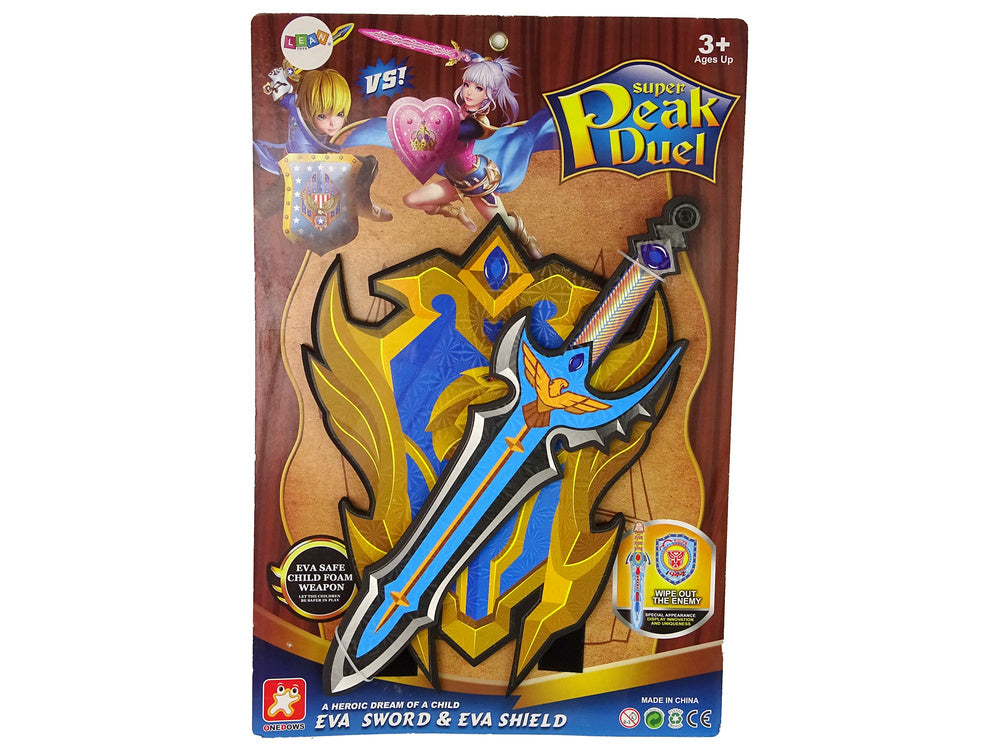 Rytířský set meč a štít z pěnové gumy EVA modrý