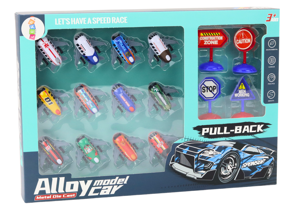 Sada 12 letadel s pohonem 5cm a dopravní značky