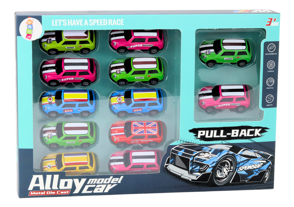 Sada autíček s frikčním pohonem barevná 12 kusů