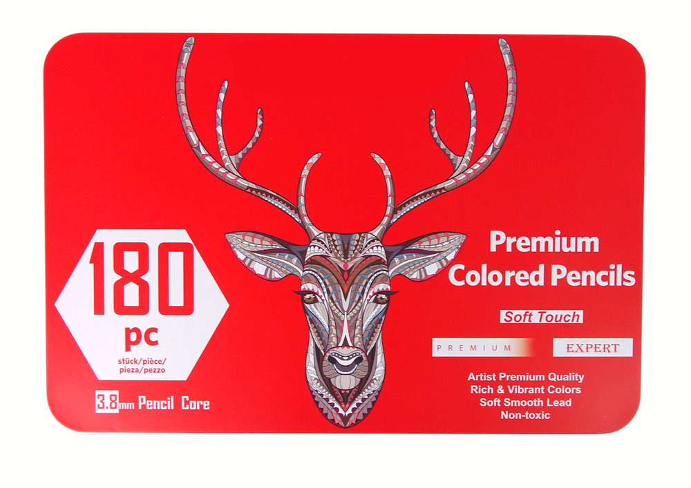 Sada malého umělce 180 pastelek – kovové pouzdro | červená