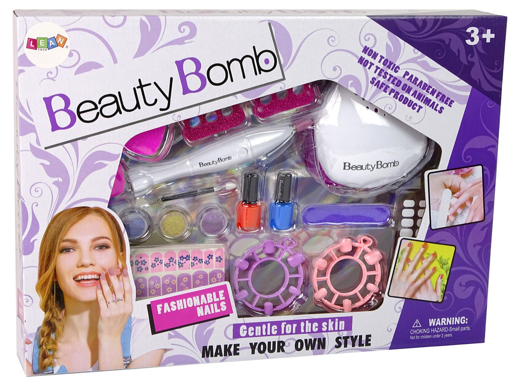 Sada na malování nehtů – s frézkou lampou pilníky třpytky