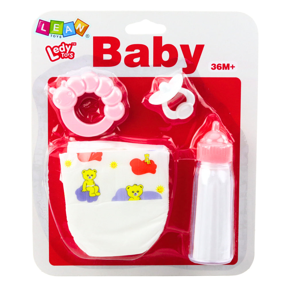 Sada příslušenství pro panenky – dudlík lahvička plena