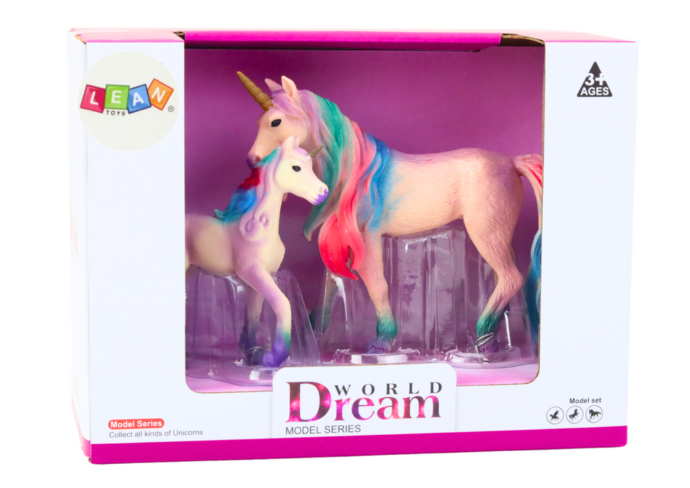 Sběratelské figurky jednorožců s mládětem fialové 2 ks