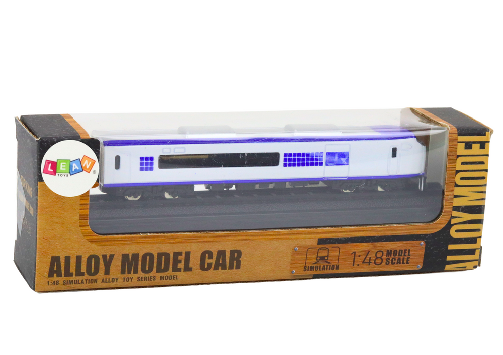 Sběratelský model vlaku 1:48 kovový vagon bílo modrý