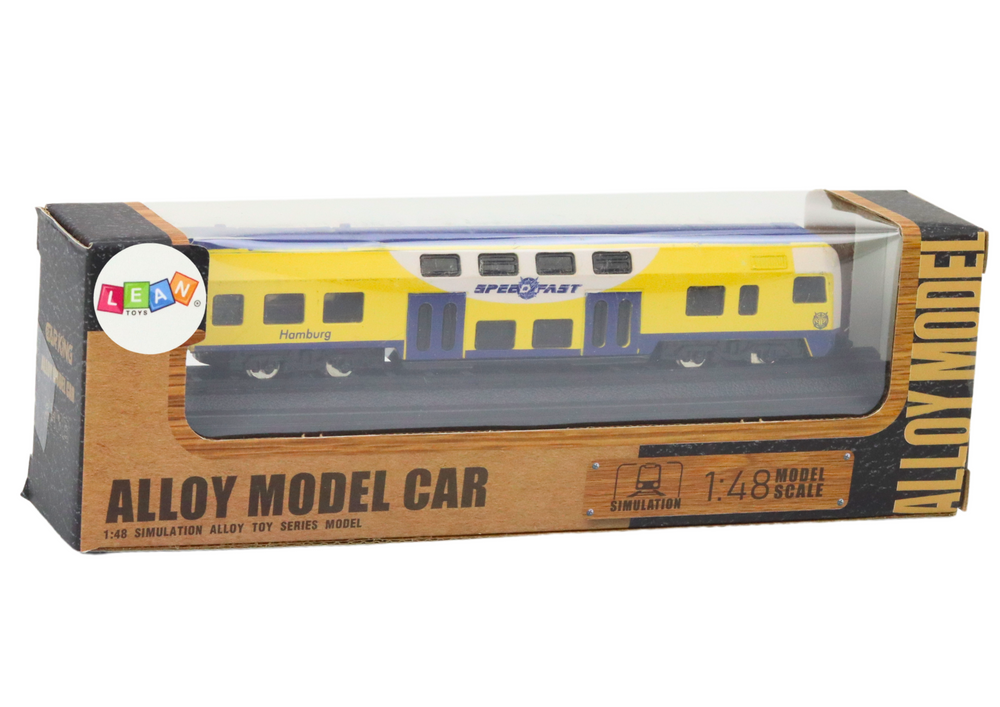 Sběratelský model vlaku kovový 1:48 žluto modrý