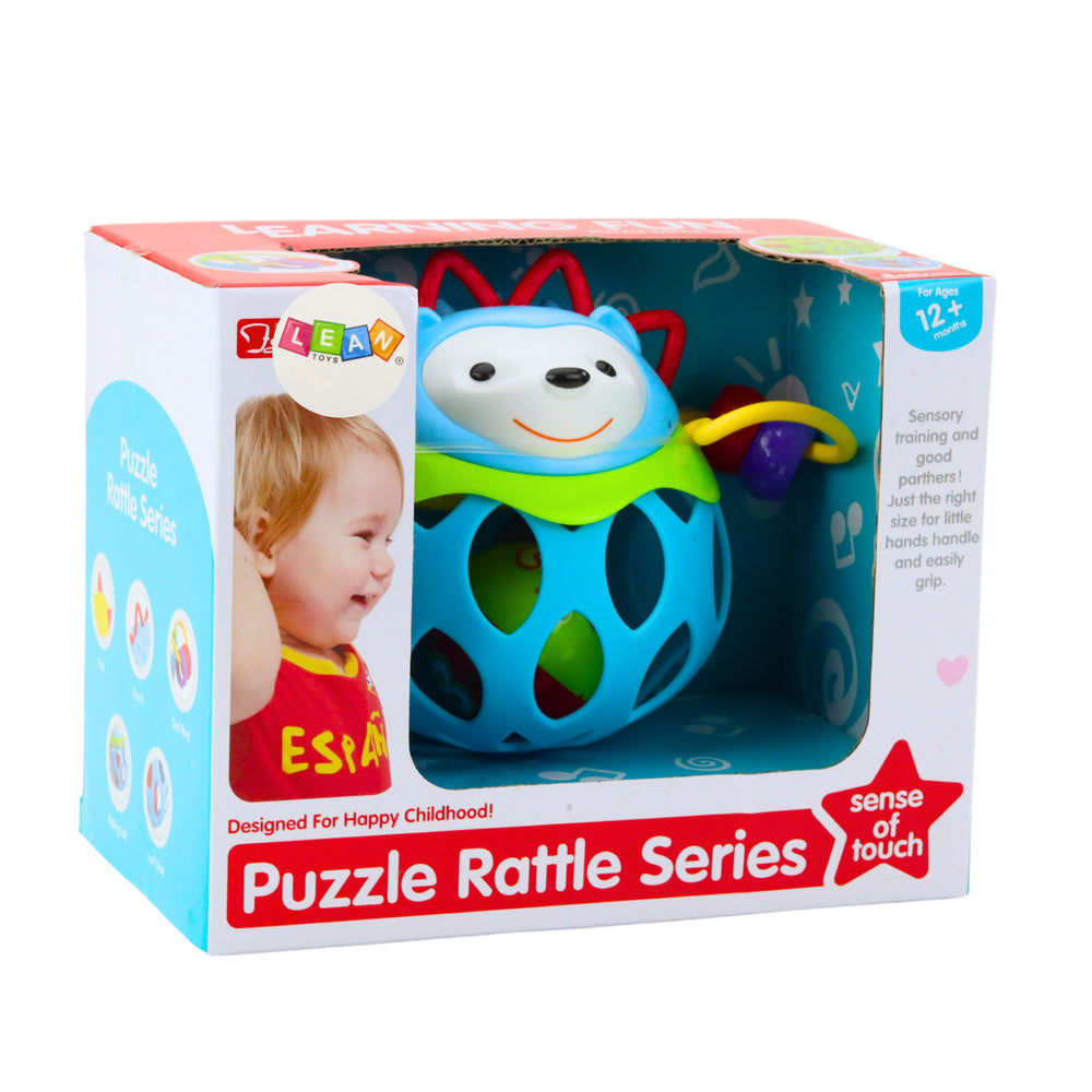 Sensorická grzechotka ježek s kuličkou – pro miminka | modrá