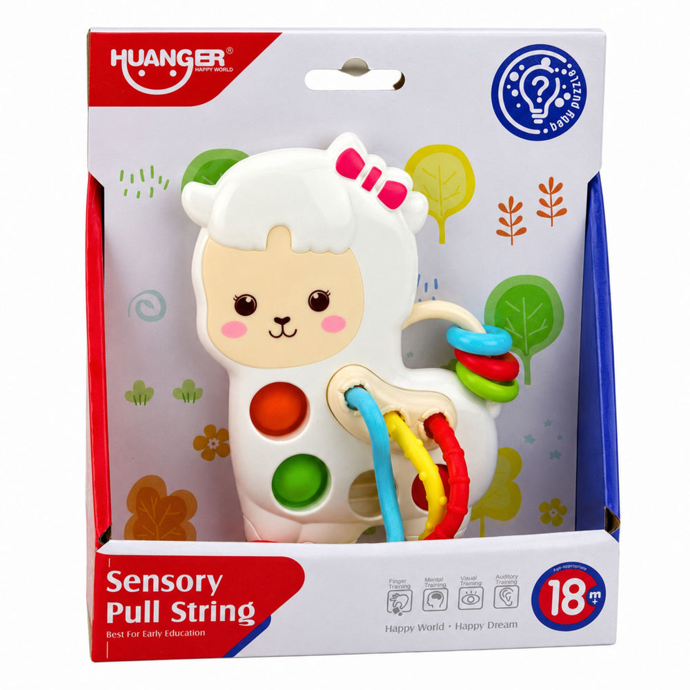 Senzorická hračka lama se šňůrkami a pop-it korálky