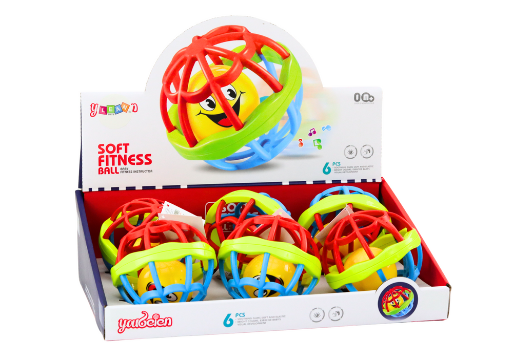 Senzorický míček s chrastítkem gumový elastický barevný