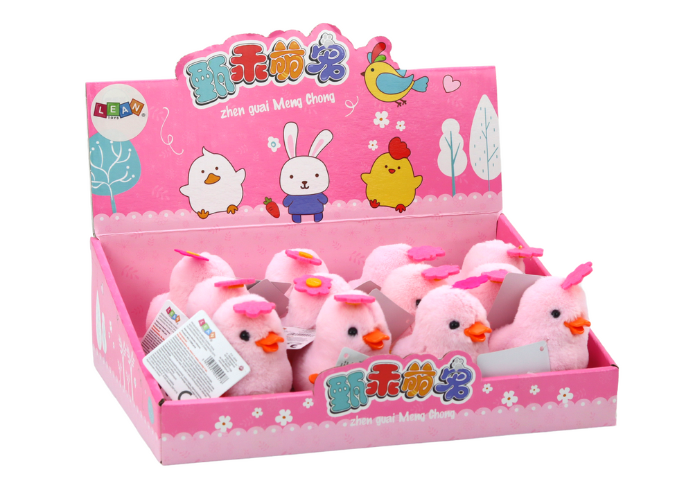 Skákající kuřátko růžové – natahované s kytičkou | hračka