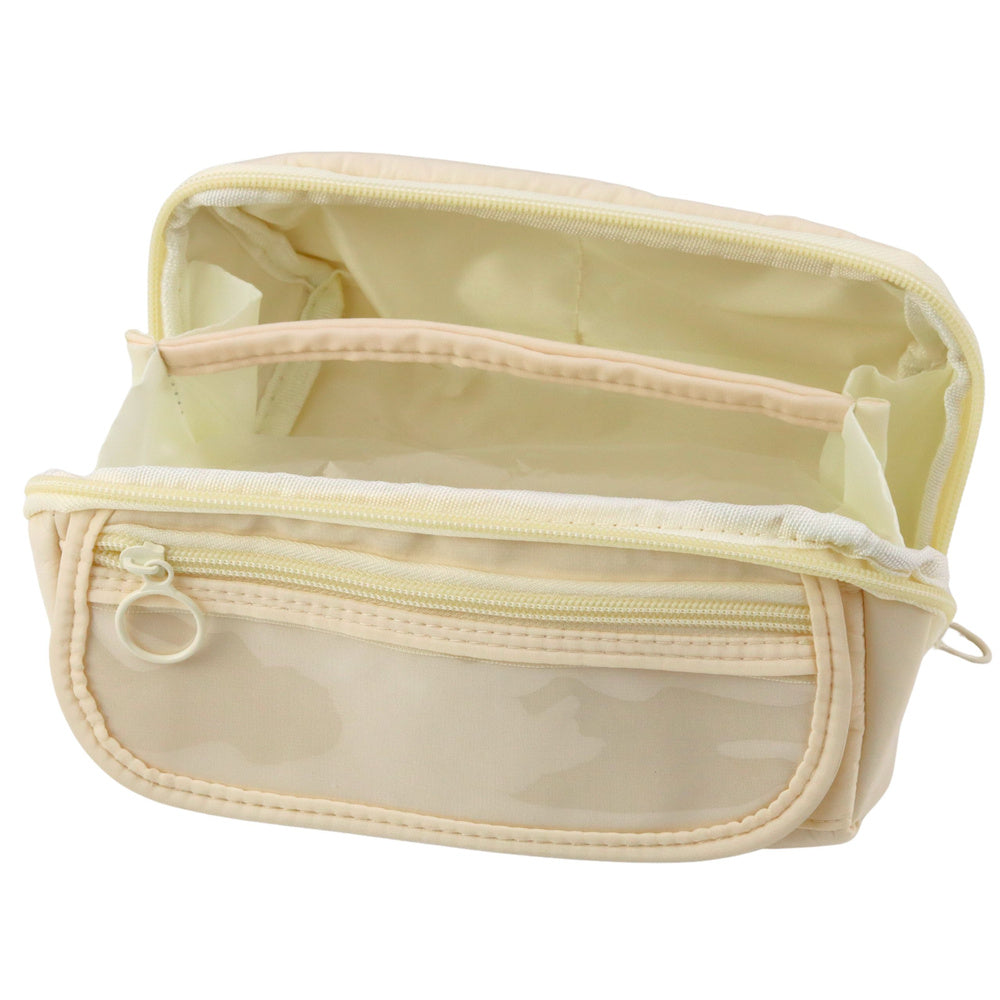 Školní penál rozkládací – s průhlednou kapsou | krémový