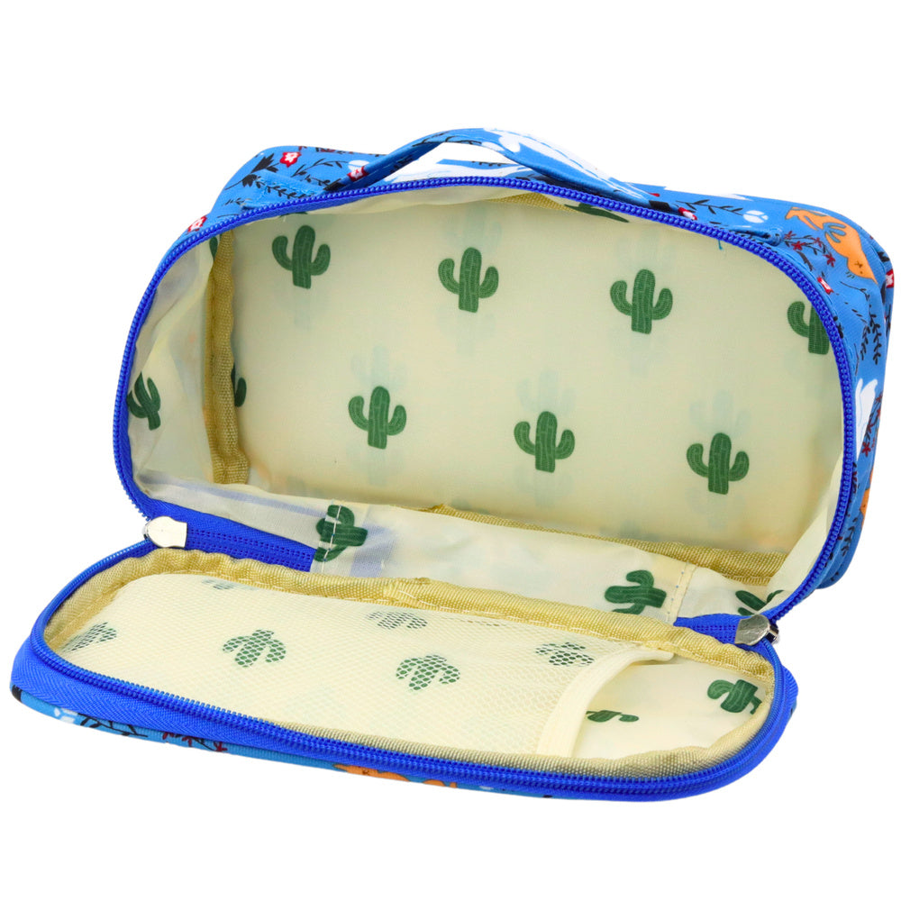 Školní penál s kapsičkou a uchem modrý 21,5 cm