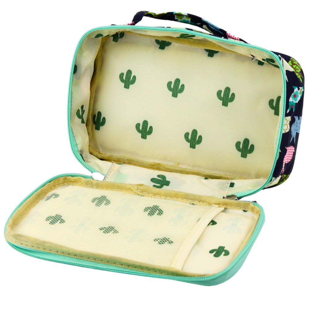 Školní penál s vnitřní kapsičkou a uchem tmavě modrý 21,5cm