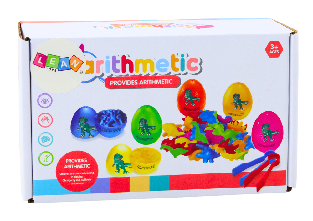 Sorter dinosauřích vajíček s kleštičkami 6 kusů barevný