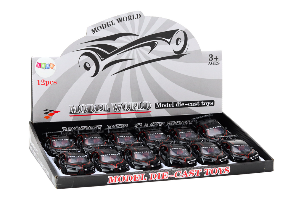 Sportovní auto 1:32 s figurkou a spoilerem kovové černé se zvuky