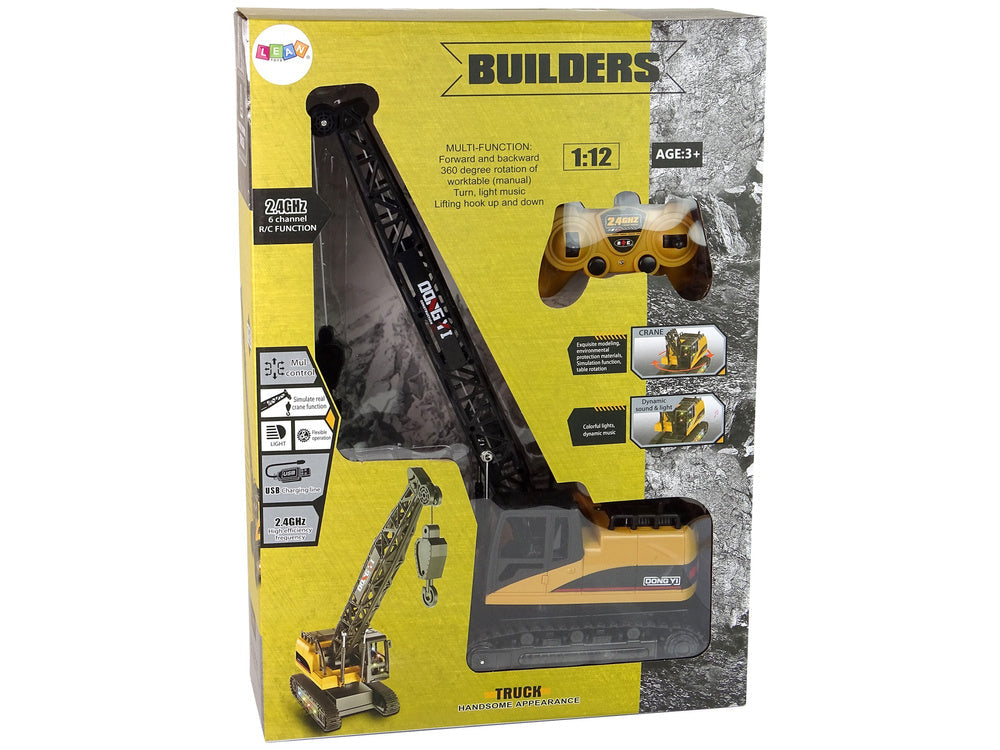 Stavební jeřáb na dálkové ovládání 1:12 s LED světly 2,4 GHz