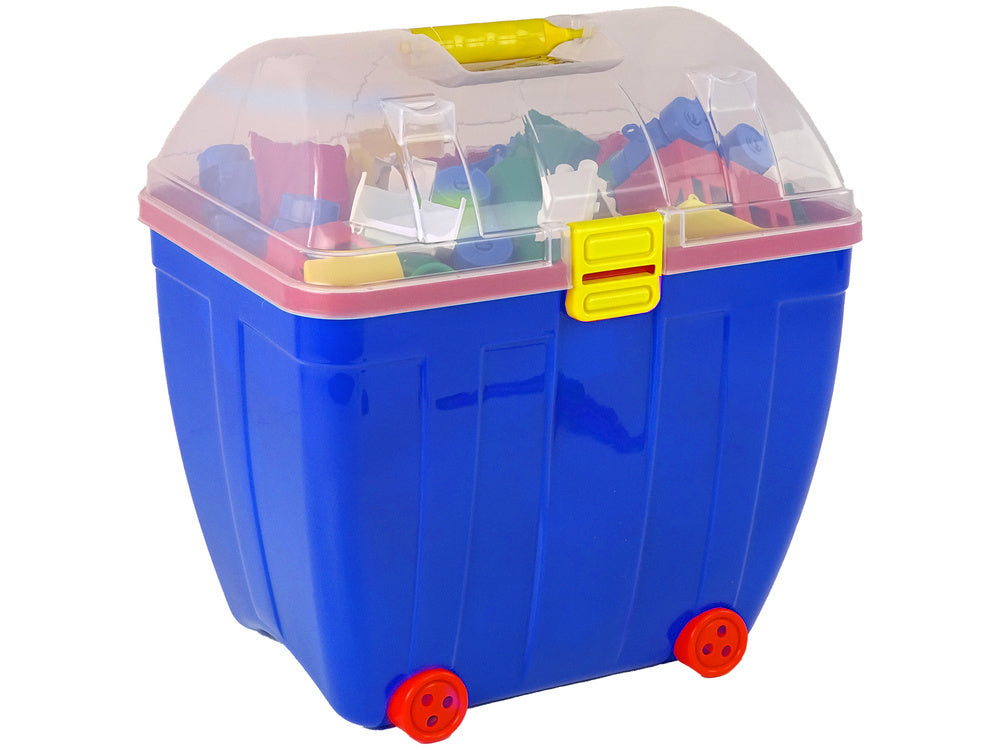 Stavební kostky v kufříku 280 dílů – s okénky a figurkami | modré