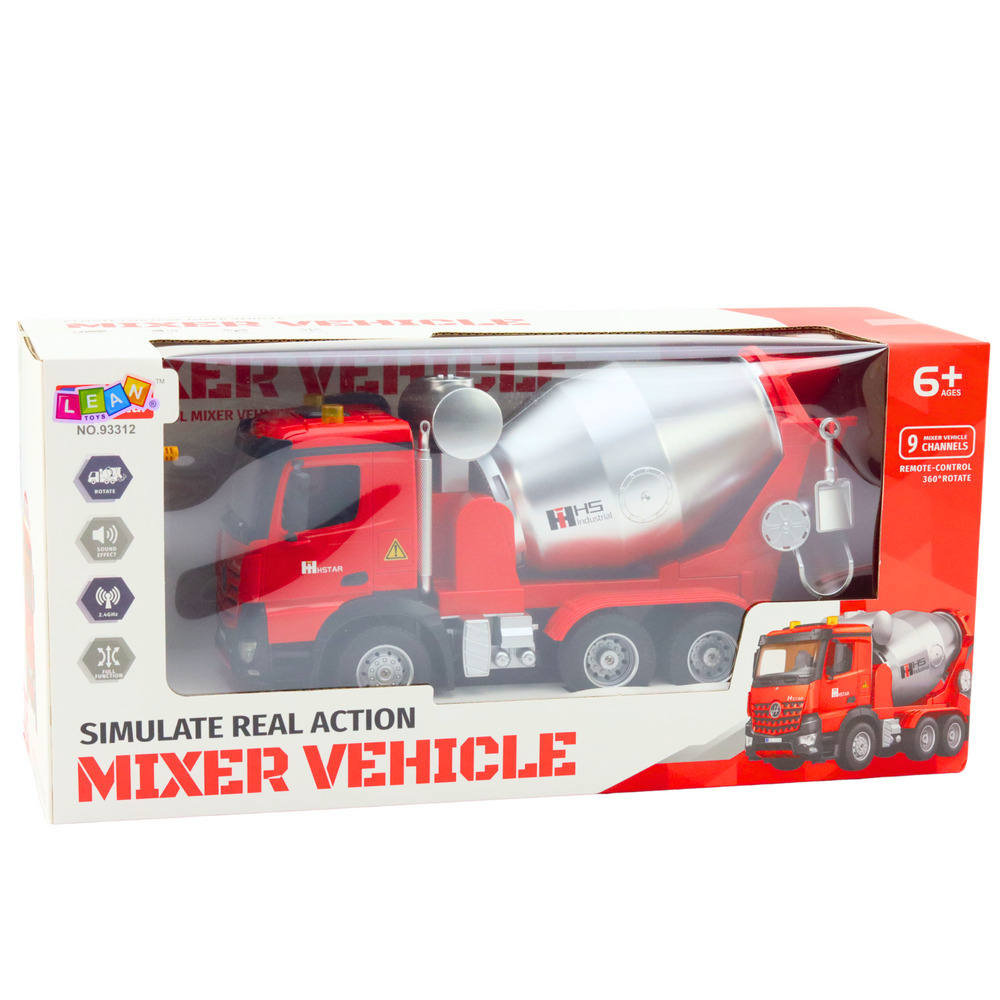Stavební míchačka na dálkové ovládání RC 2.4G 9CH červená