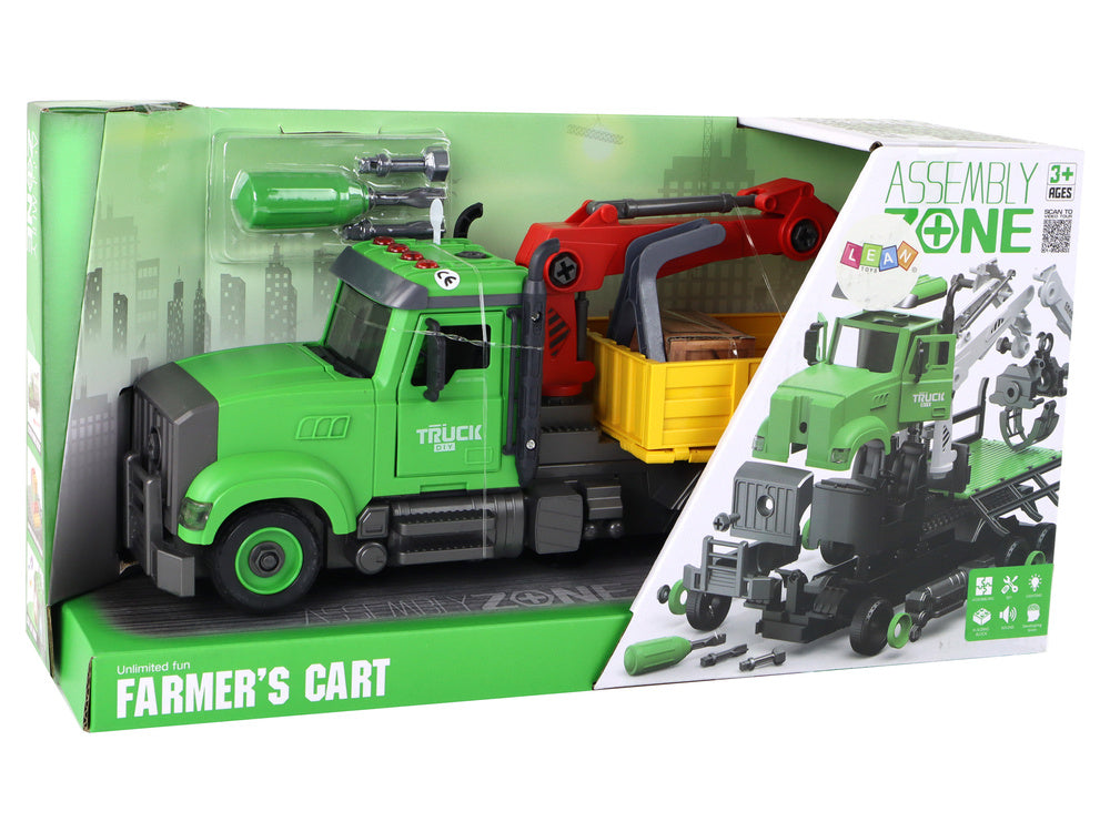 Stavební nákladní auto s jeřábem – se zvuky | zelené