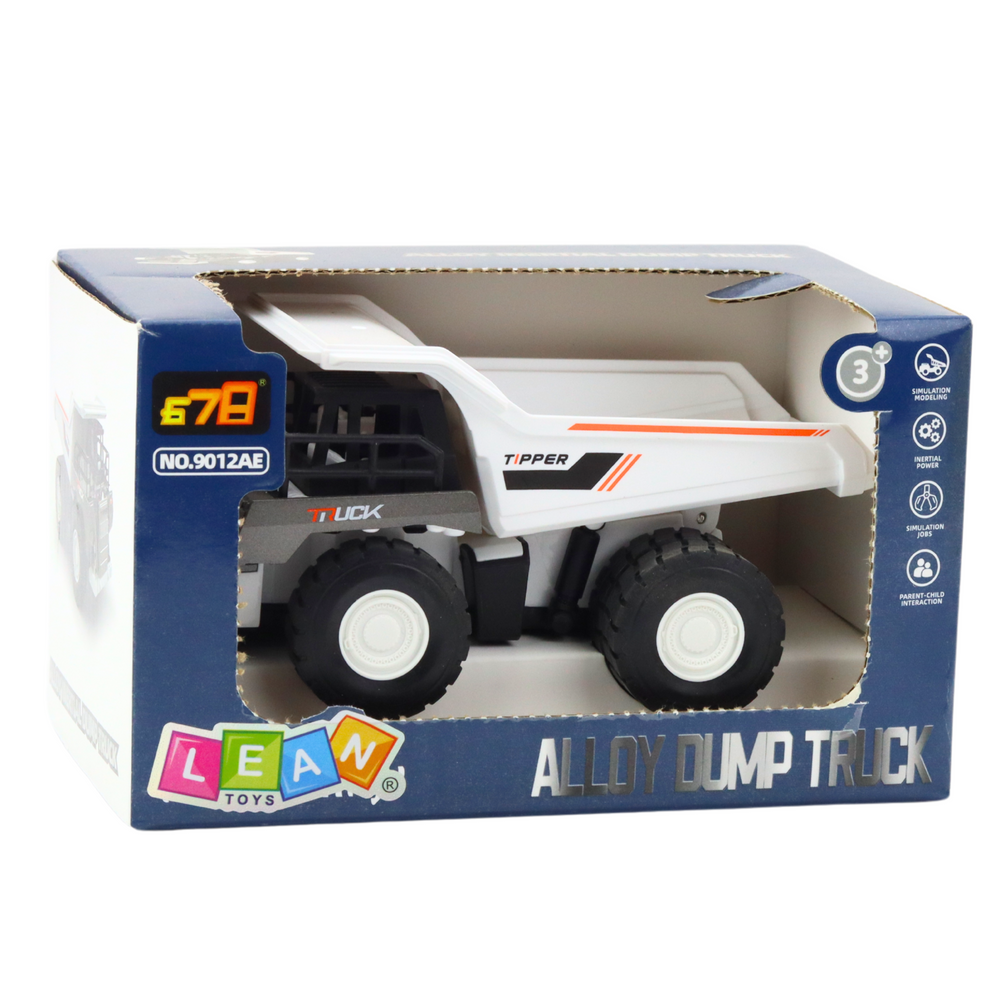 Stavební sklápěč s kovovými prvky a pohonem bílý