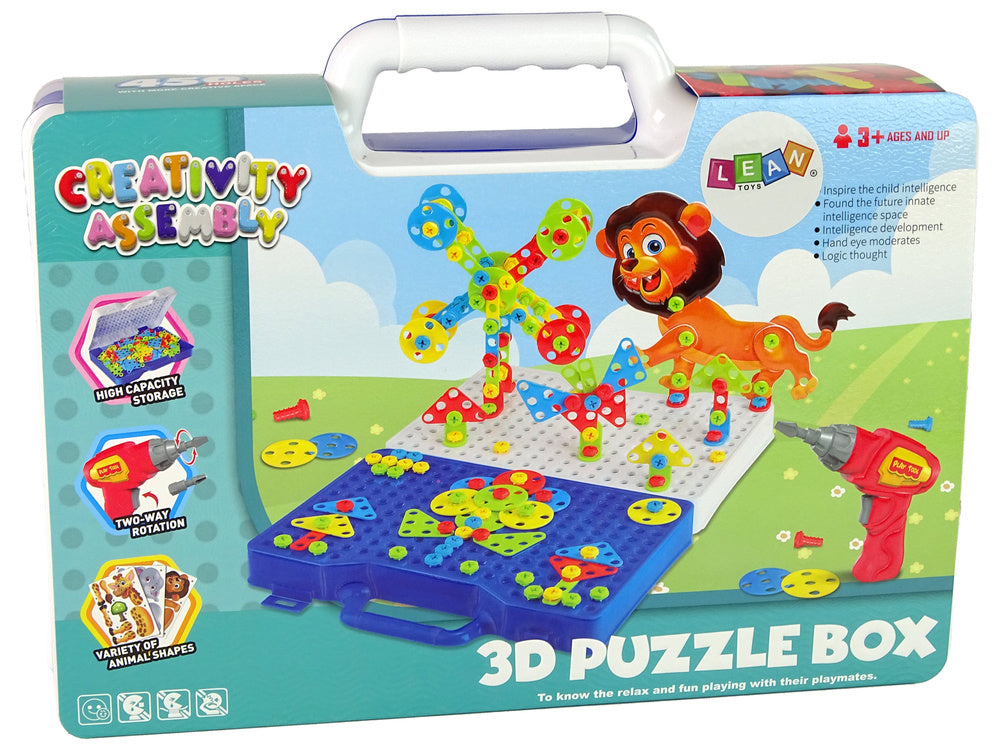 Stavebnice 3D dinosauři s nářadím a kufříkem