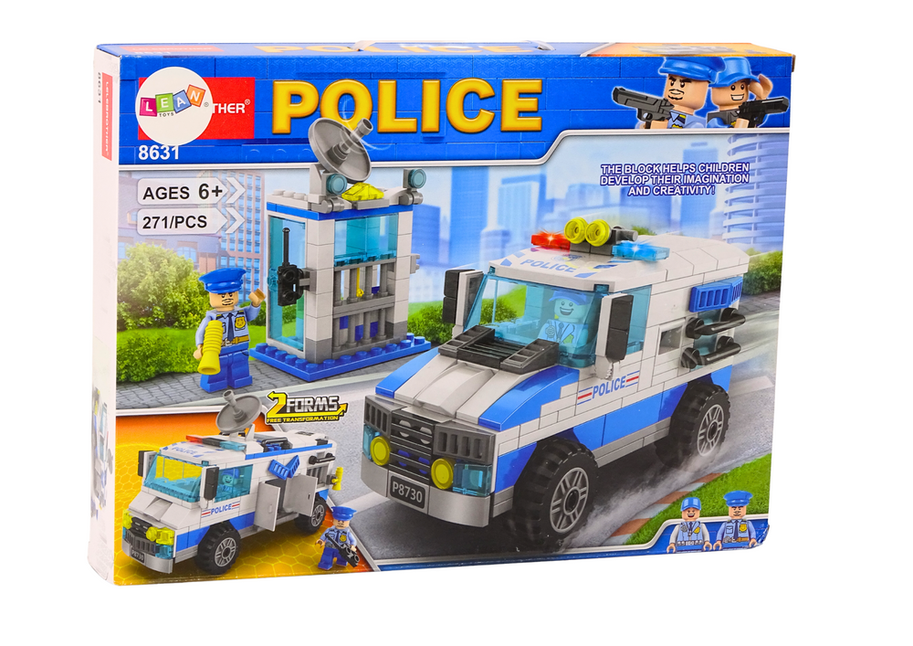Stavebnice Policie auto a budova – 271 dílů | LEGO kompatibilní