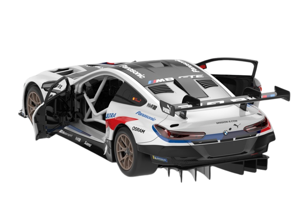 Stavebnice RC auto BMW M8 GTE 1:18 s dálkovým ovládáním bílé