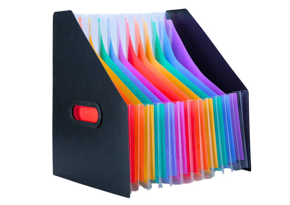 Stojanový organizér na dokumenty A4 s barevnými záložkami černý
