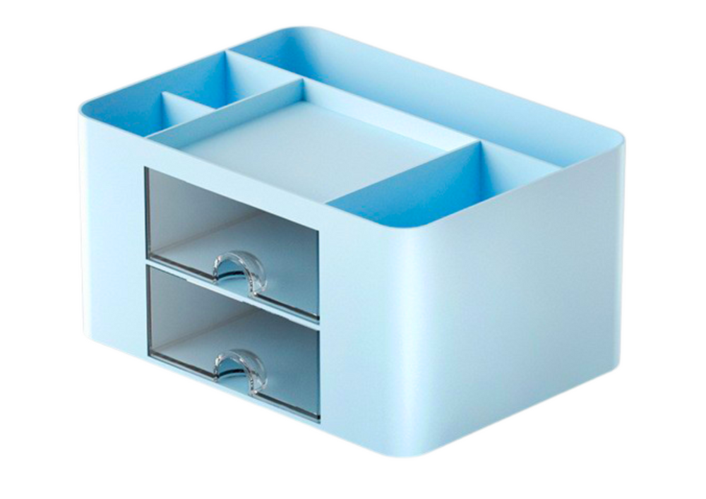 Stolní organizér se šuplíky a přihrádkami modrý