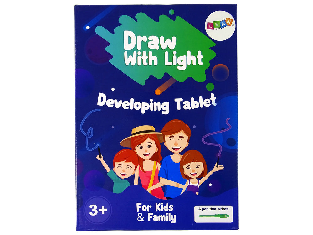 Svítící kreslicí tabulka s fluorescenčním perem a písmeny